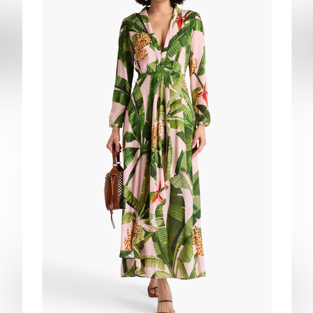 FARM Rio Pink Banana Leaves Maxi Dress